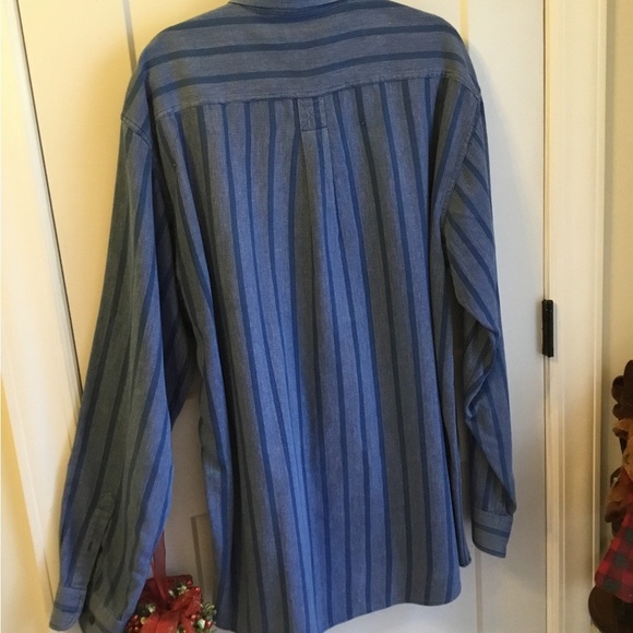 Vintage Fieldmaster Cotton Blue Striped Button-Down Shirt Size Large Tall - Picture 3 of 7